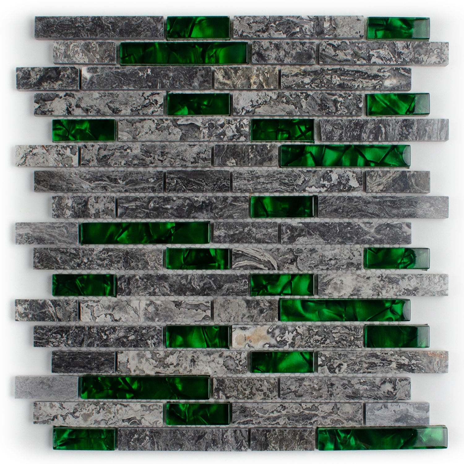 Glasmosaik Grün Natursteinmosaik Abigal Brick Matte-BEN10208.1