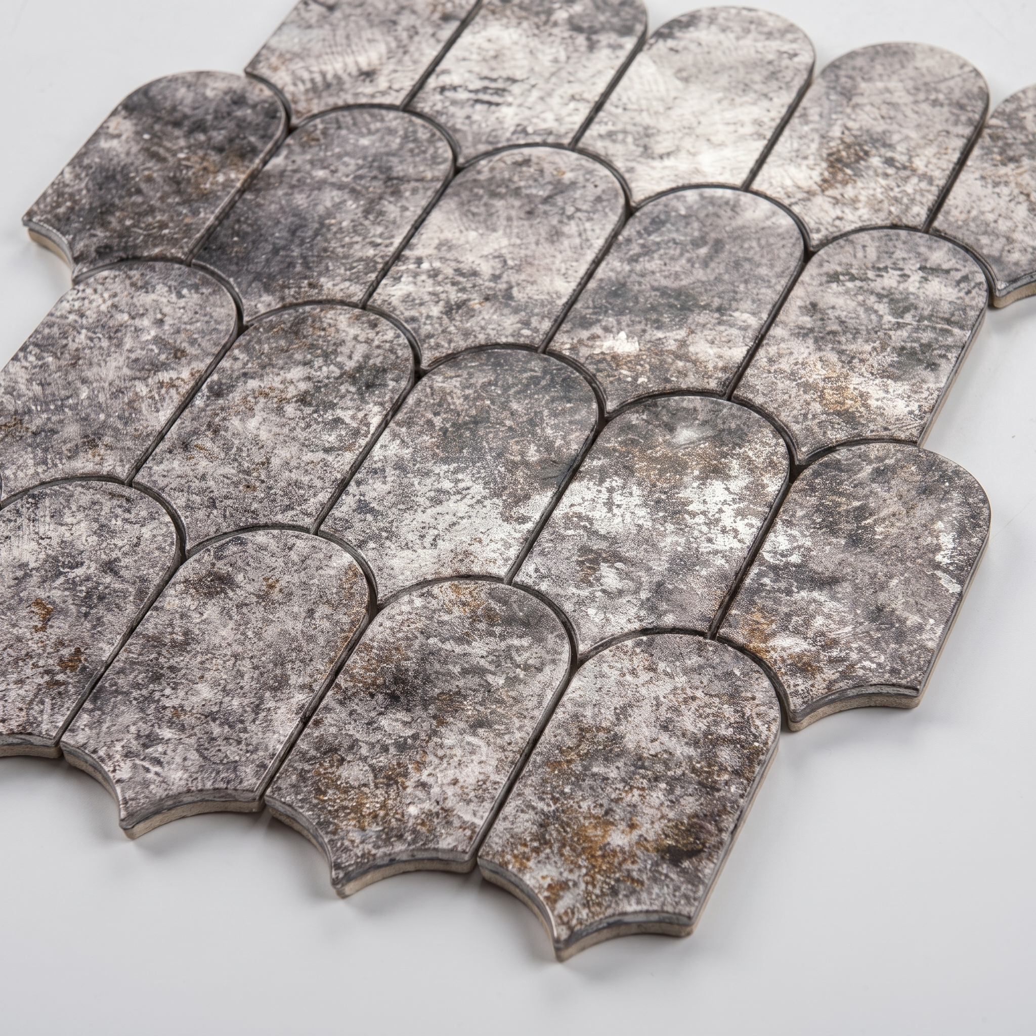 Aluminium Mosaikfliesen Lyon Fischschuppen Branzo Silber Mix