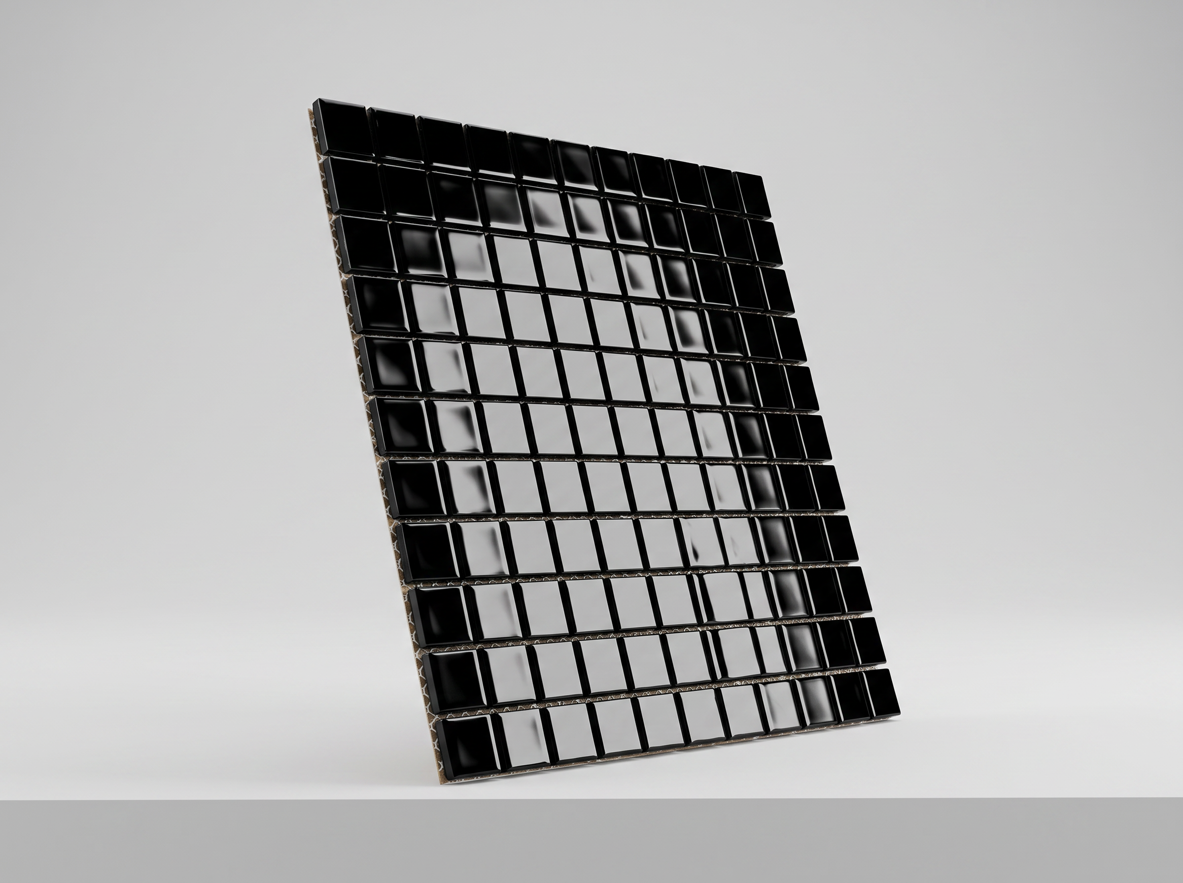 Glasmosaik 23×23 mm glänzend Schwarz Bloom