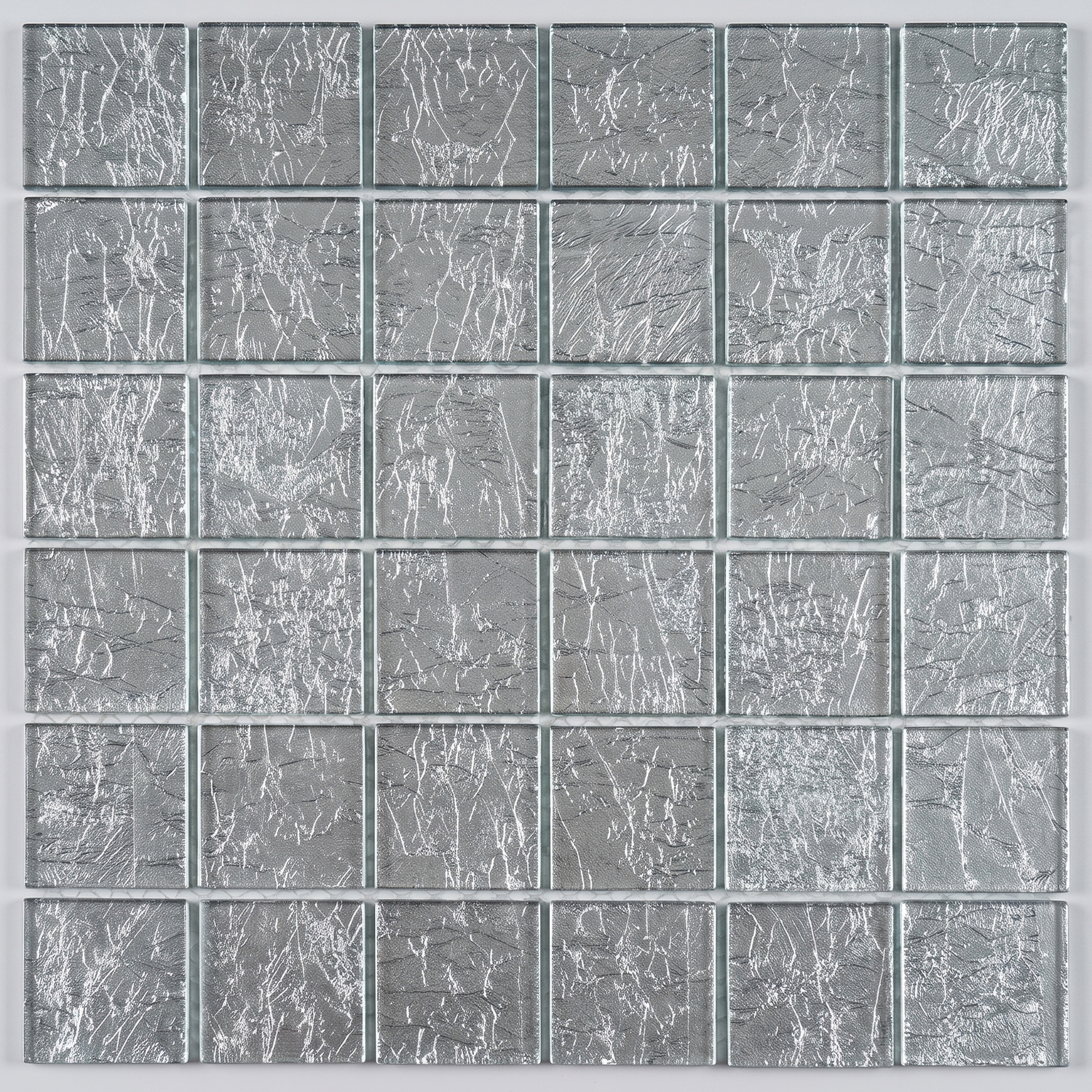 Glasmosaik Lille Silber Metalloptik 48×48x6 mm 
