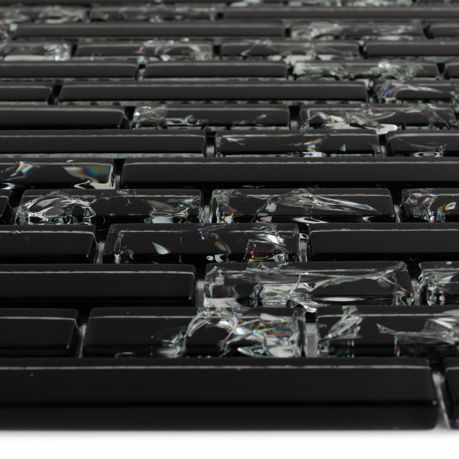 Glasmosaik Gaby Schwarz Brickmosaik mit Brucheffekt-BEN10219