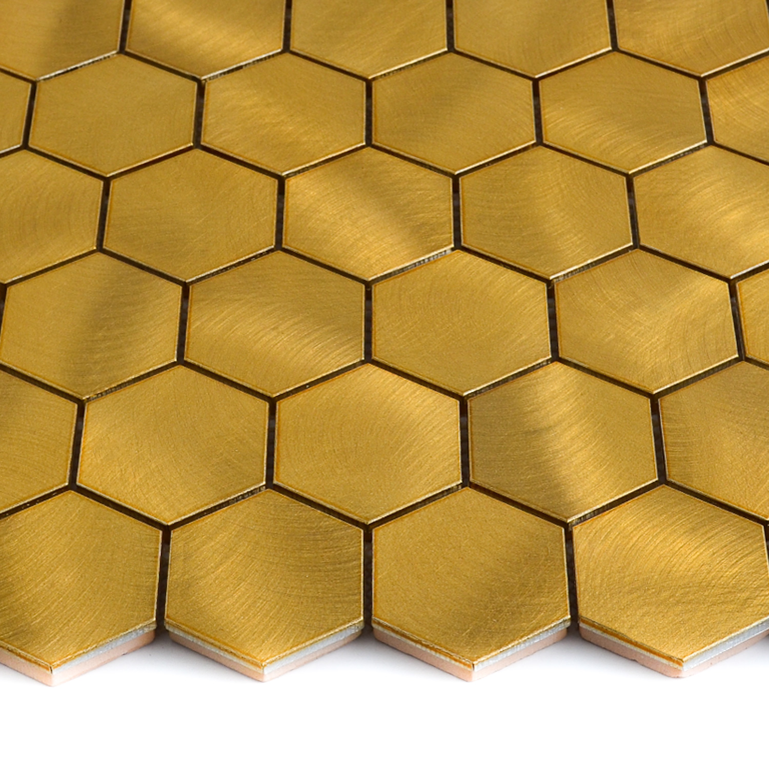 Hexagonmosaik Mosaikfliesen Gold Marcia Gebürstet-BEN10217