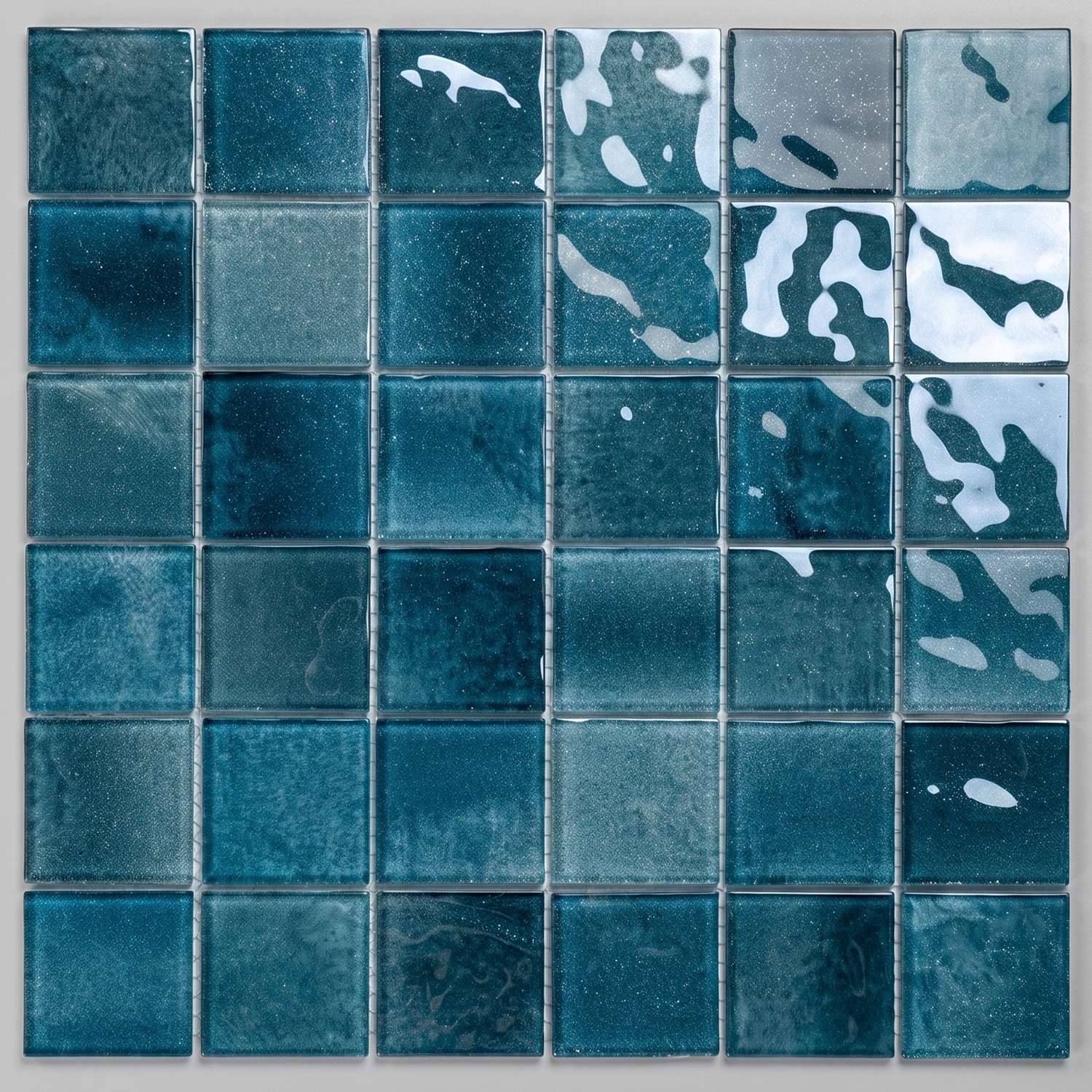 Glasmosaik Mosaikfliese Nizza 48×48 mm Türkis