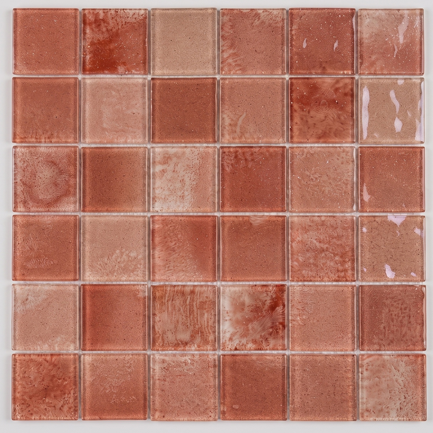 Glasmosaik Mosaikfliese Nizza 48×48 mm Korall