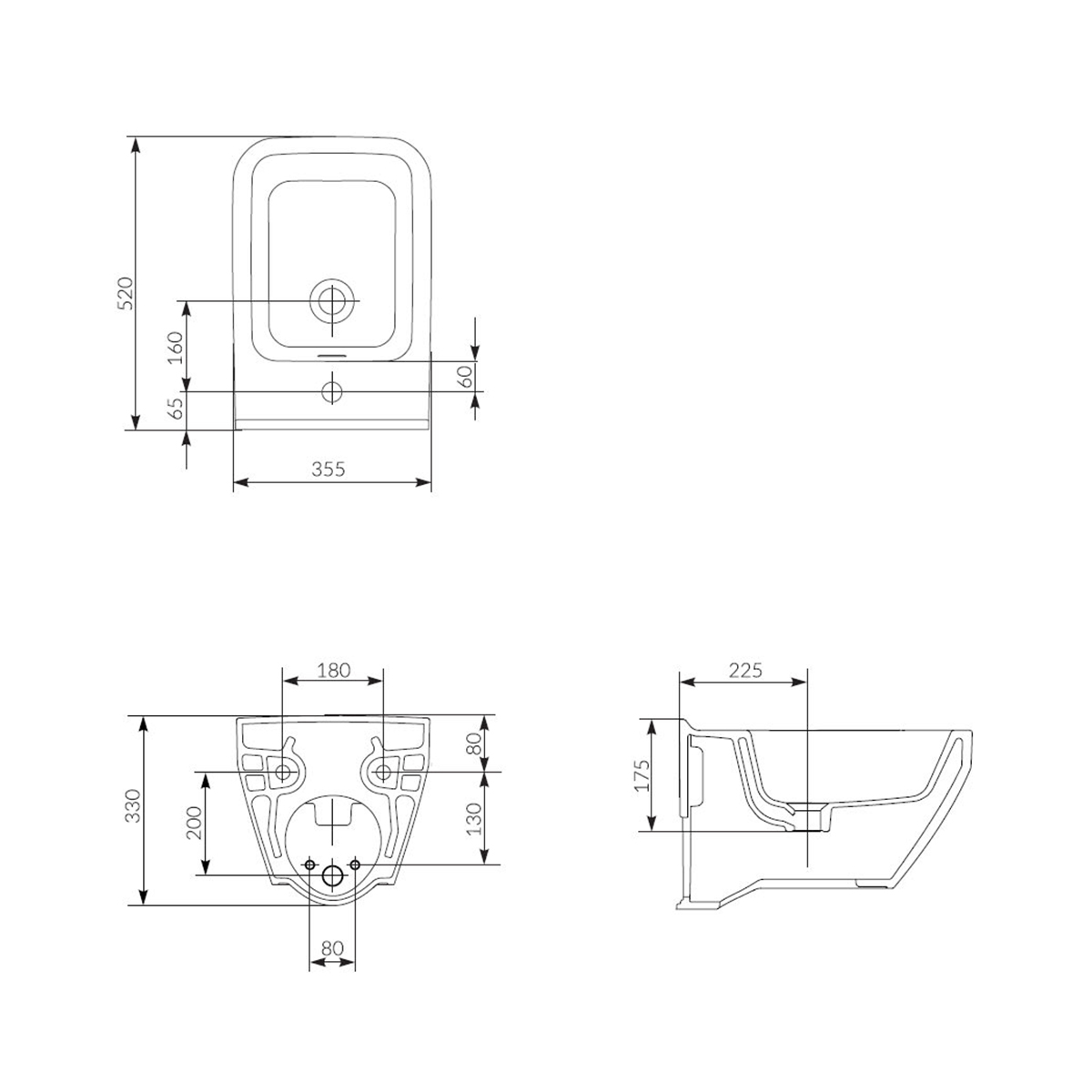 Bidet Kuta Wandhängend Keramik Wand-Bidet oval Weiß-BEN10094