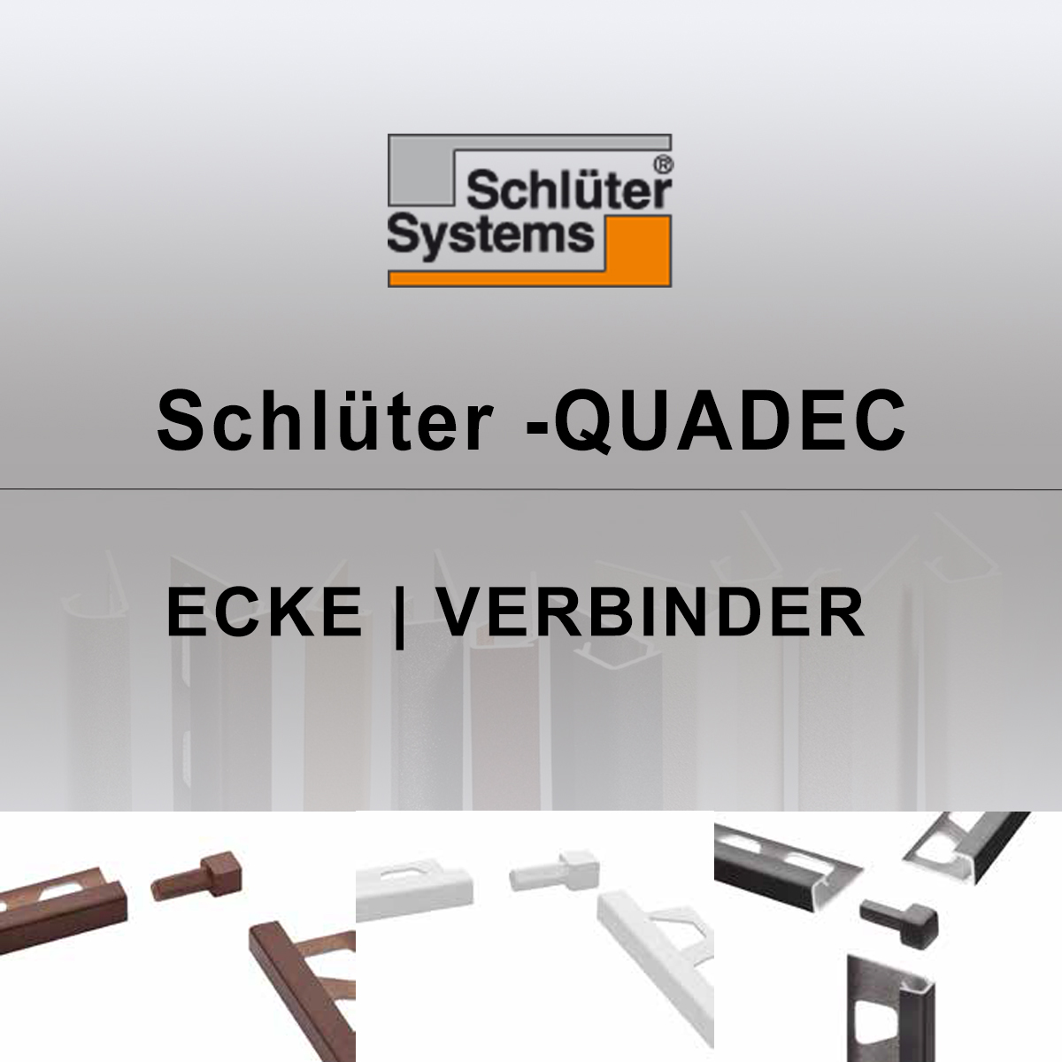 Aussenecke und Innenecke 4,5mm für Fliesenschienen Verbinder Fliesenprofil Schlüter Schiene Quadec
