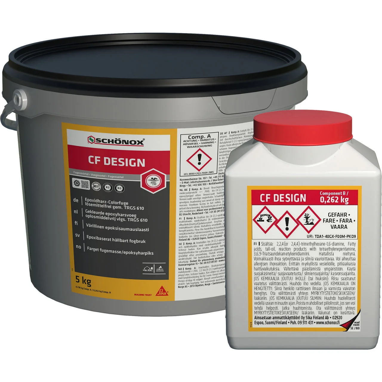 Schönox CF Design Epoxidharz - Colorfuge Eimer und Box Anthrazit