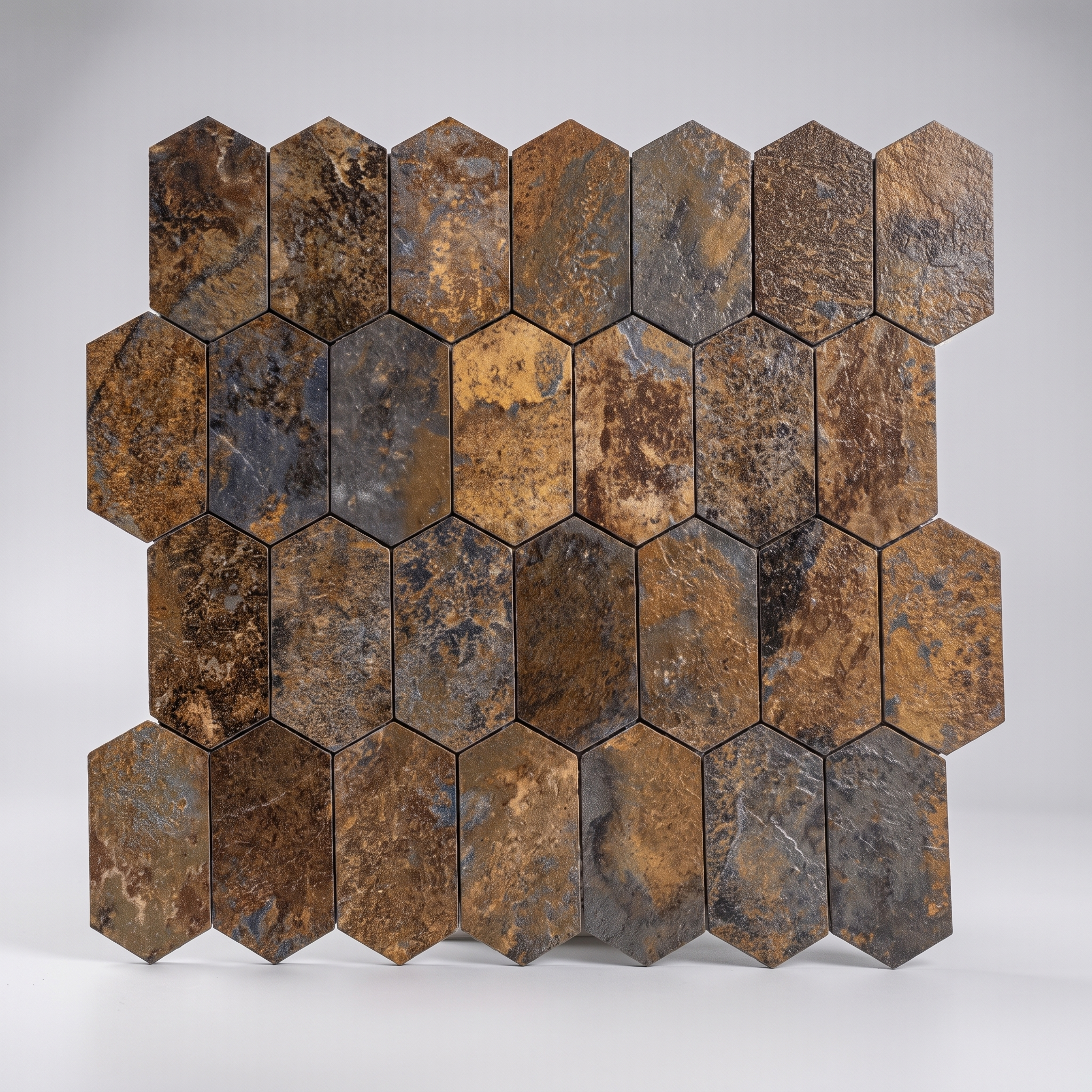Selbstklebendes Aluminium Mosaik Nantes in Schieferoptik Braun