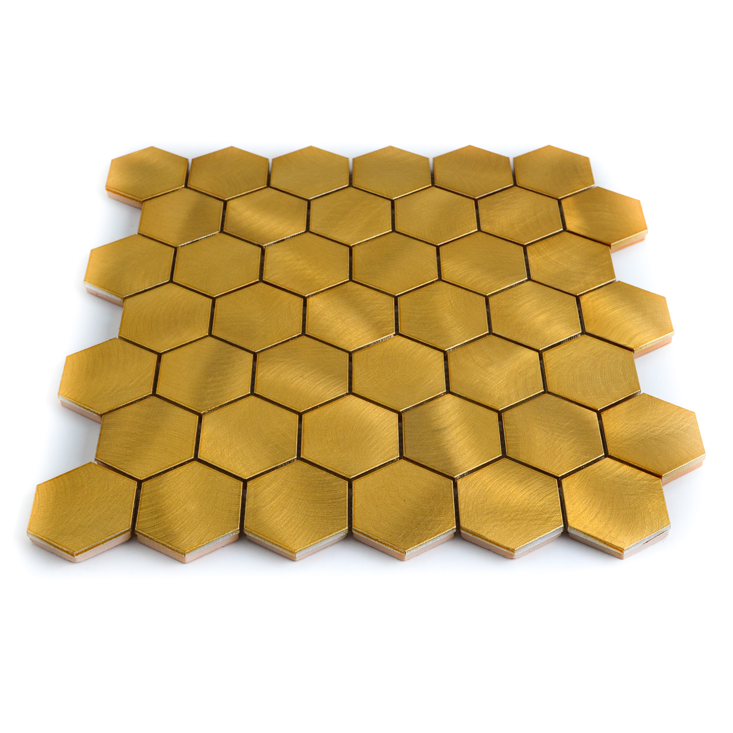 Hexagonmosaik Mosaikfliesen Gold Marcia Gebürstet-BEN10217