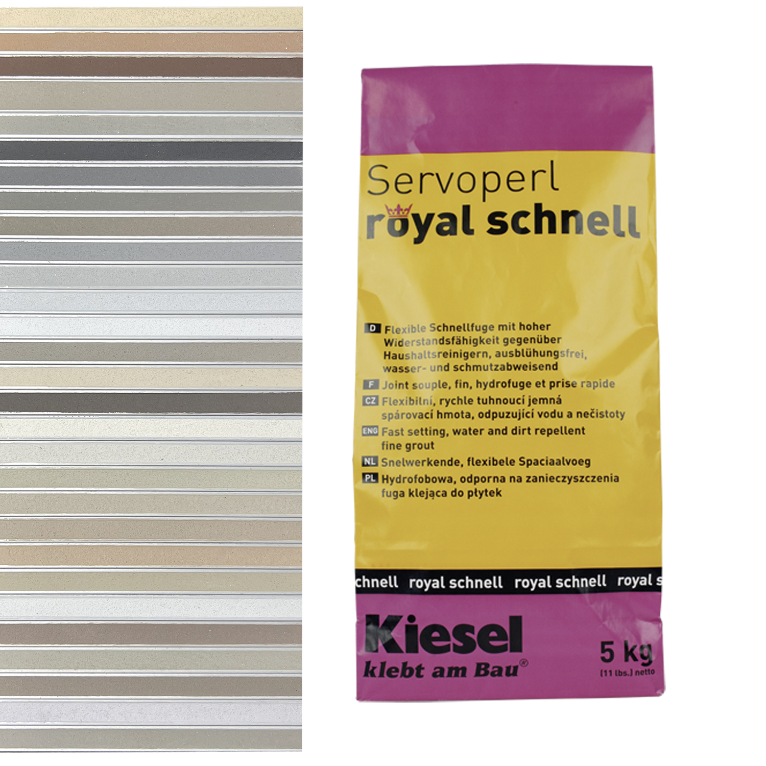 Fliesenfugen für Bodenfliesen Wandfliesen und Mosaikfliesen Servoperl royal schnell 5KG-BEN10013M