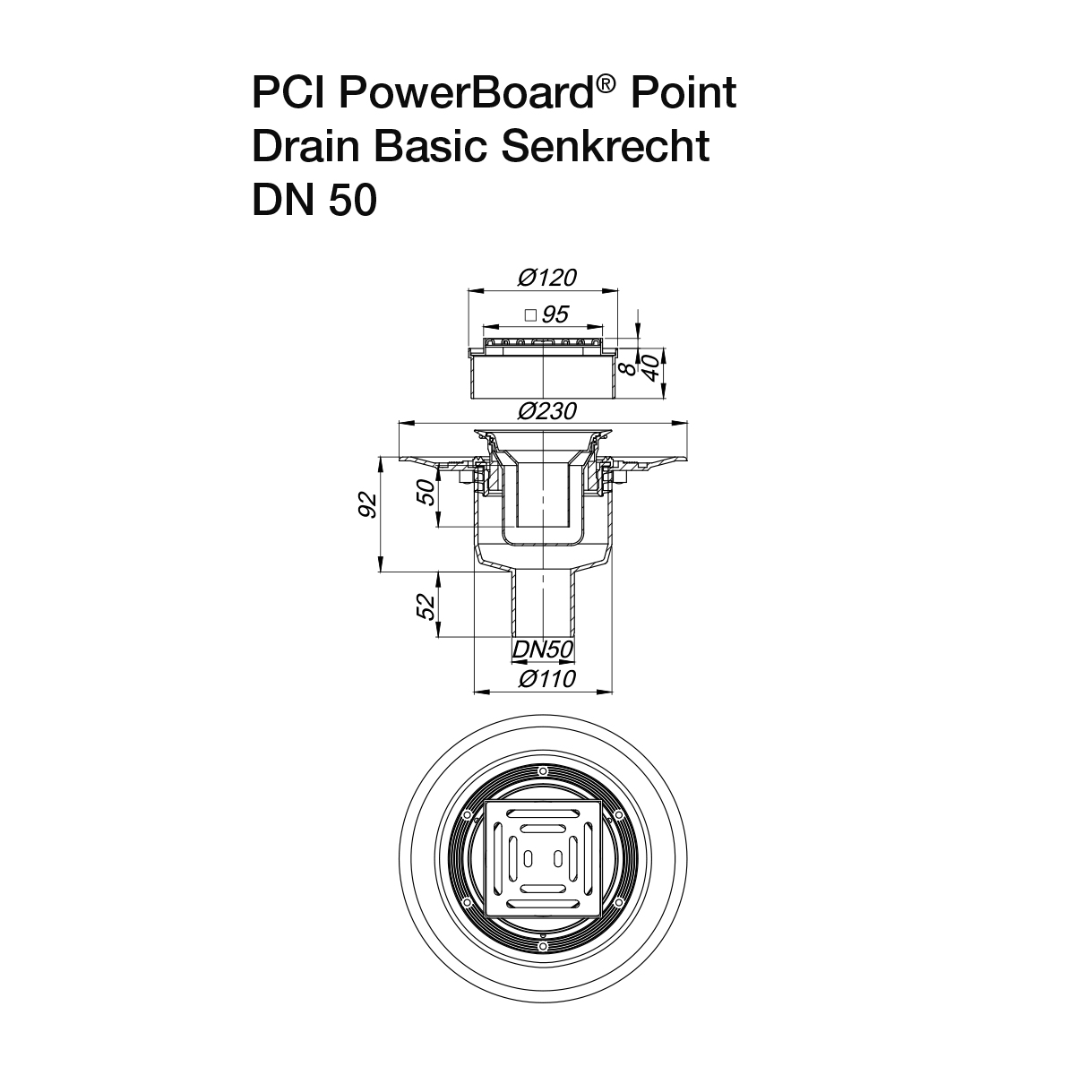 Bodenabläufe PCI PowerBoard Point Drain Basic