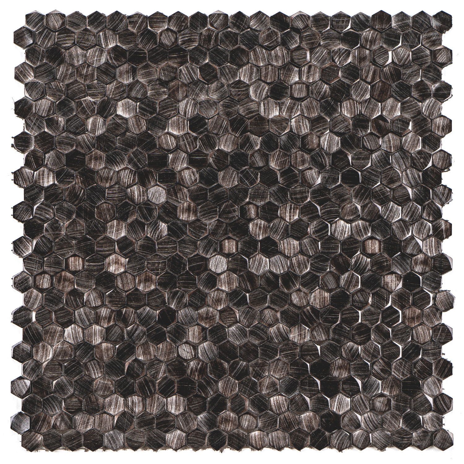 Mosaikfliesen Edelstahl Toulouse 15x15x4mm Schwarz 3D Gebürstet