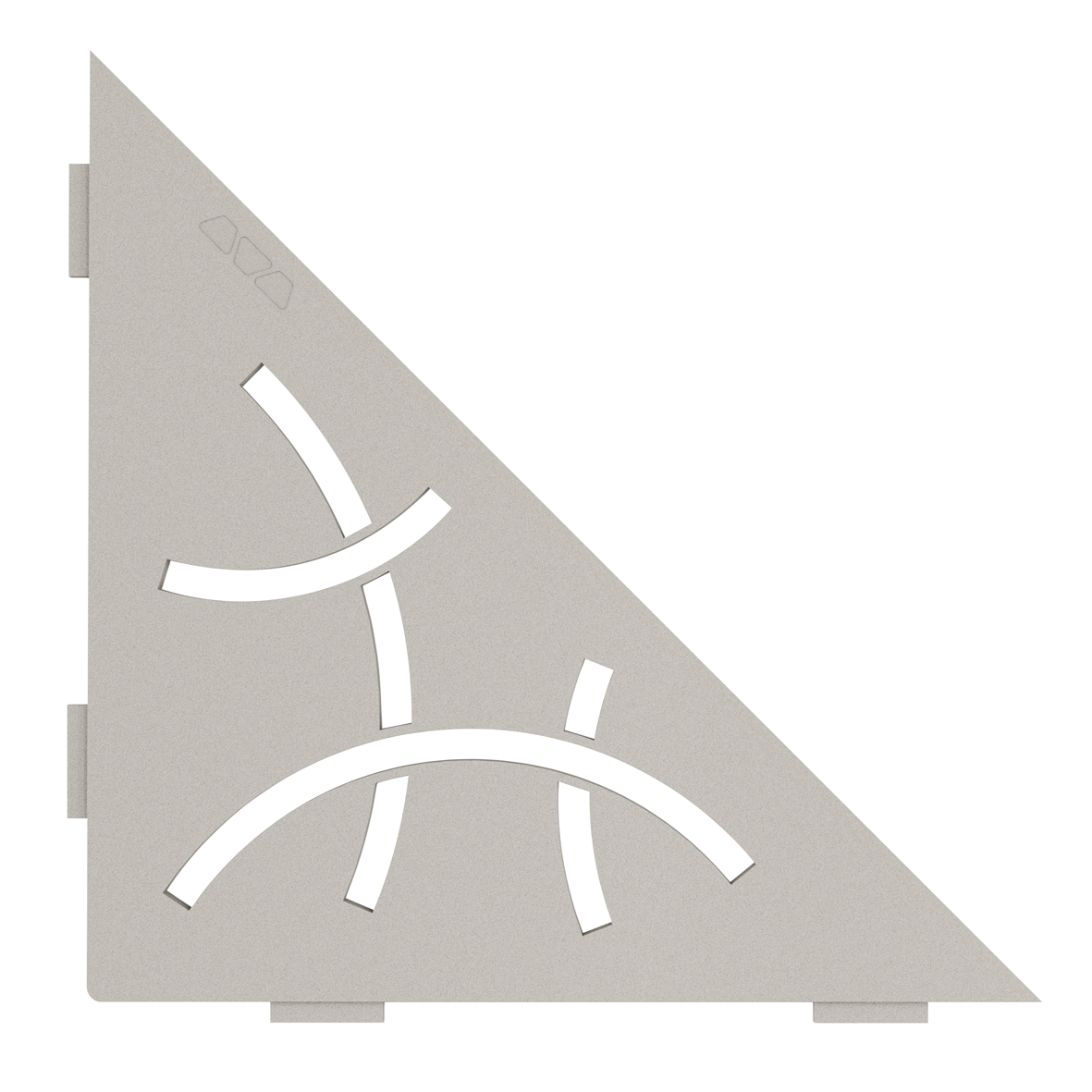 Wandablage für Nischen von Schlüter Dreieckige Eck-Wandablage Curve Beige Grau