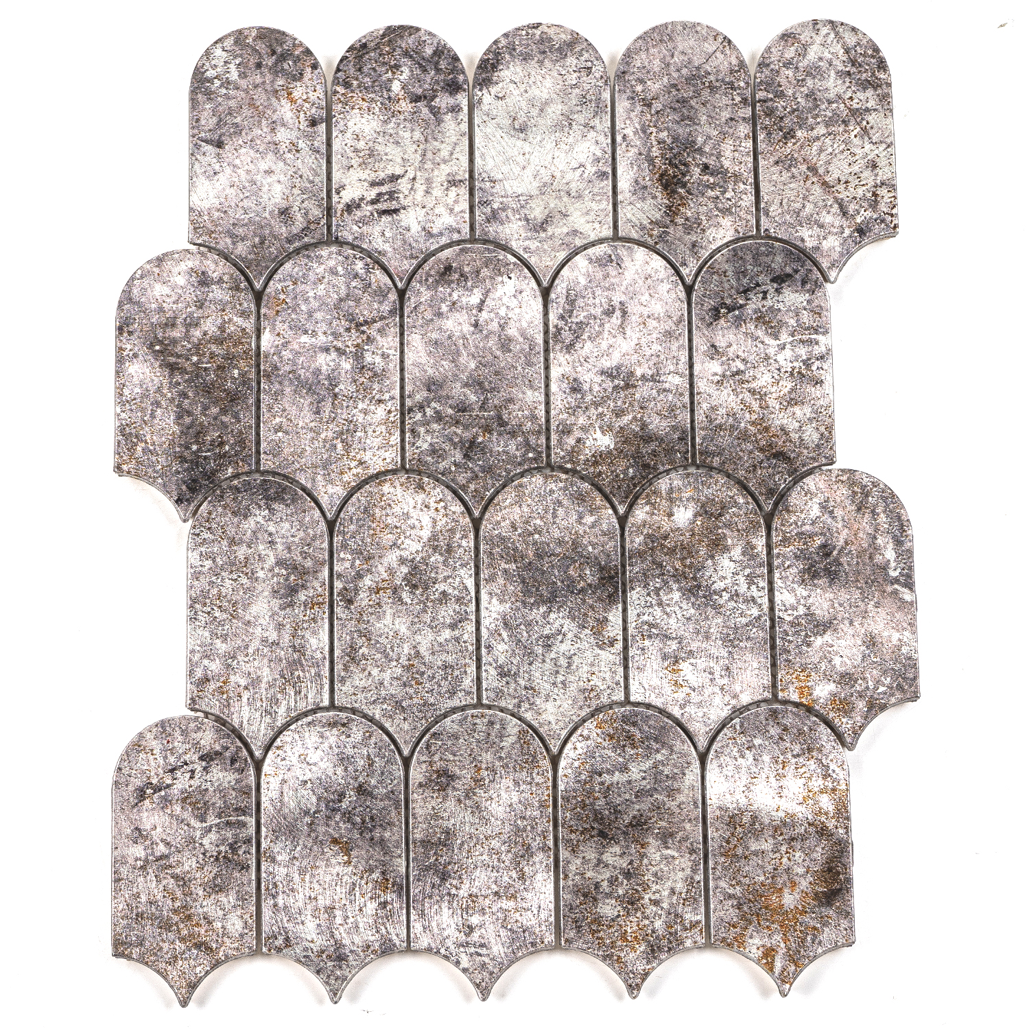 Aluminium Mosaikfliesen Lyon Fischschuppen Branzo Silber Mix