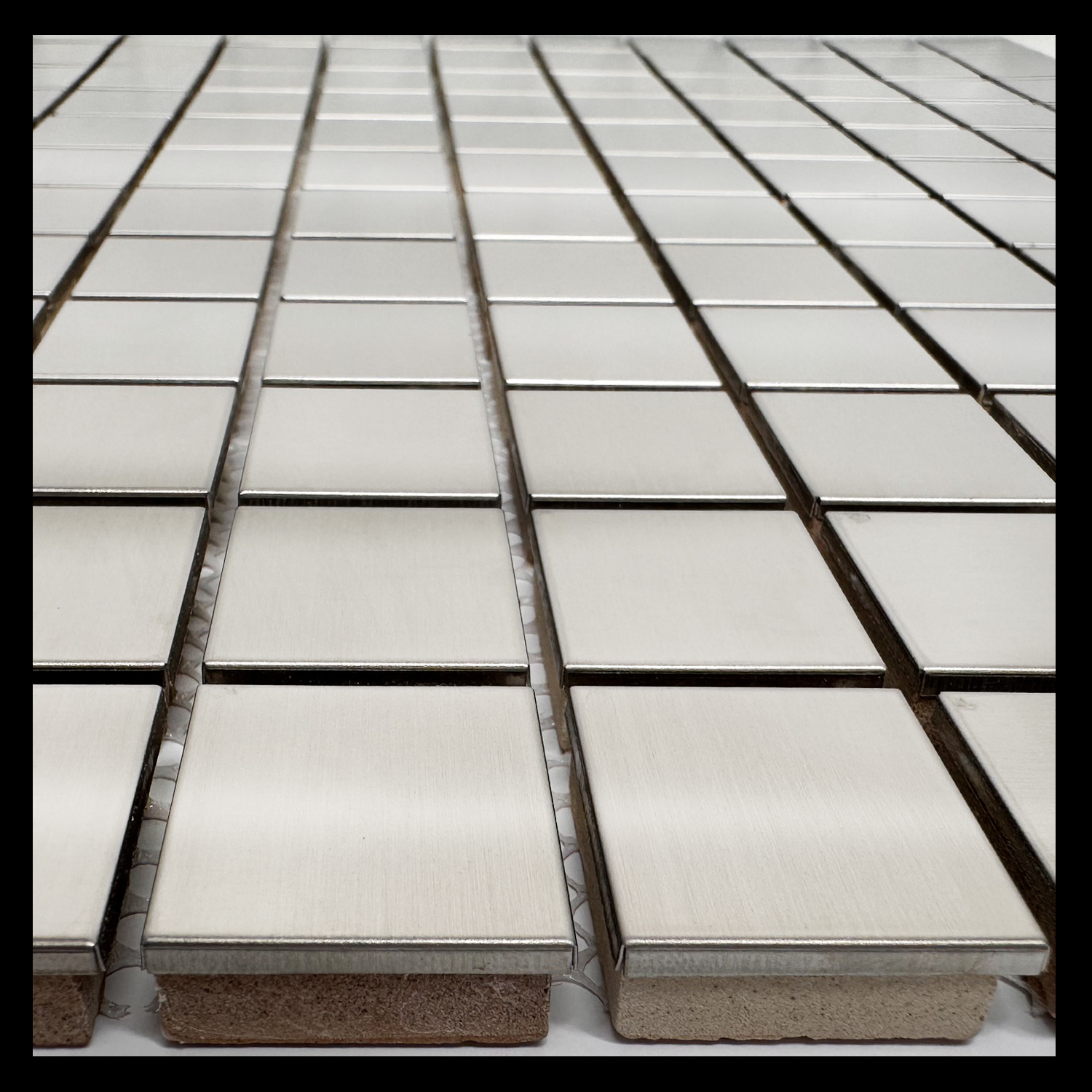 Mosaikfliesen Edelstahl Marica 23x23 Silber Gebürstet 1 Paket-BEN10207.5 Mosaikfliesen Edelstahl Marica 23x23 Silber Gebürstet 1 Paket-BEN10207.5